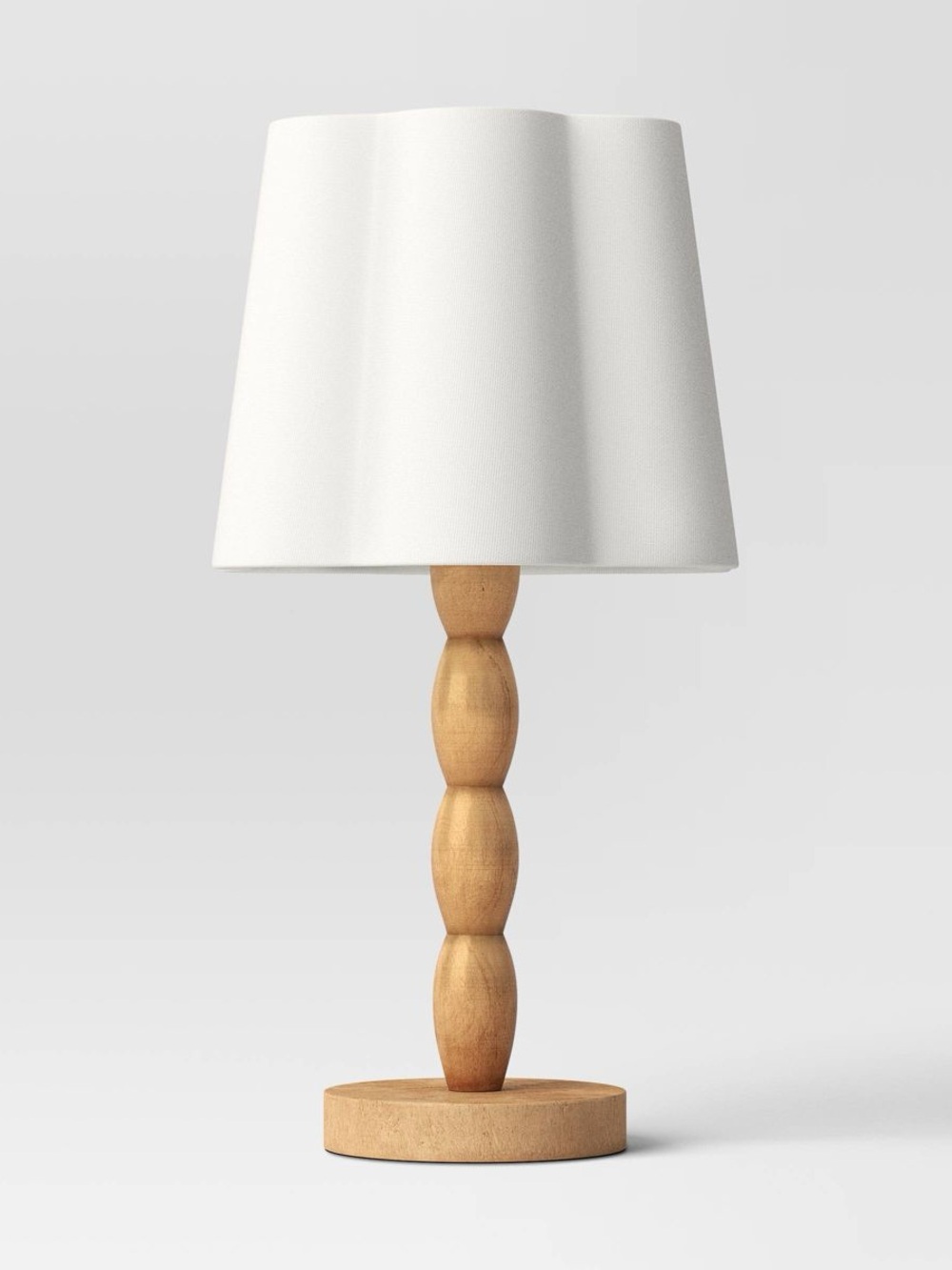 Turned Wood Table Lamp with Scalloped Shade - Room Essentials
